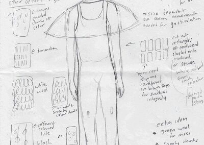 development sketch of mushroom performance piece